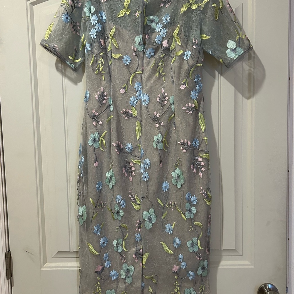 Adrianna Papell Embroidered Flower Drress